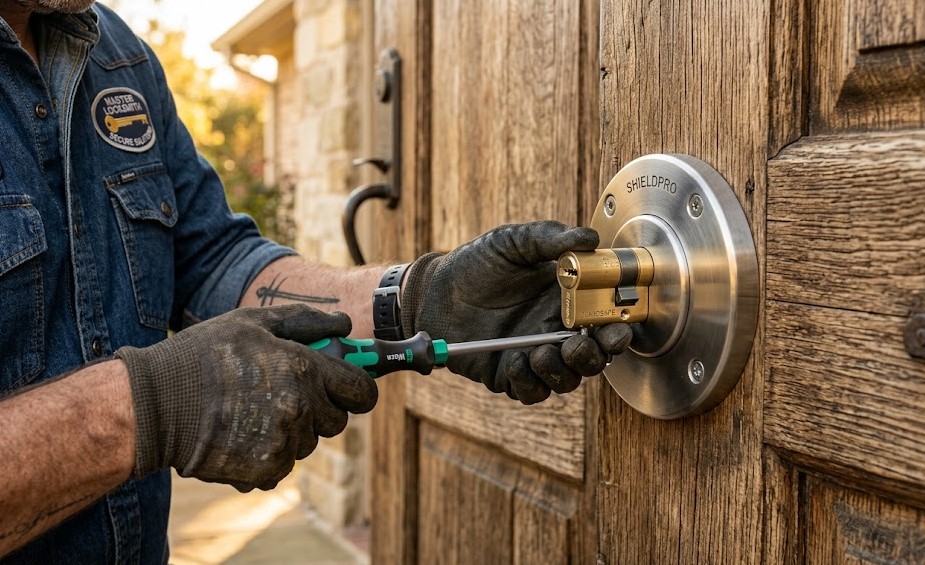 Instalación de escudo acorazado y cerradura en vivienda de Cijuela